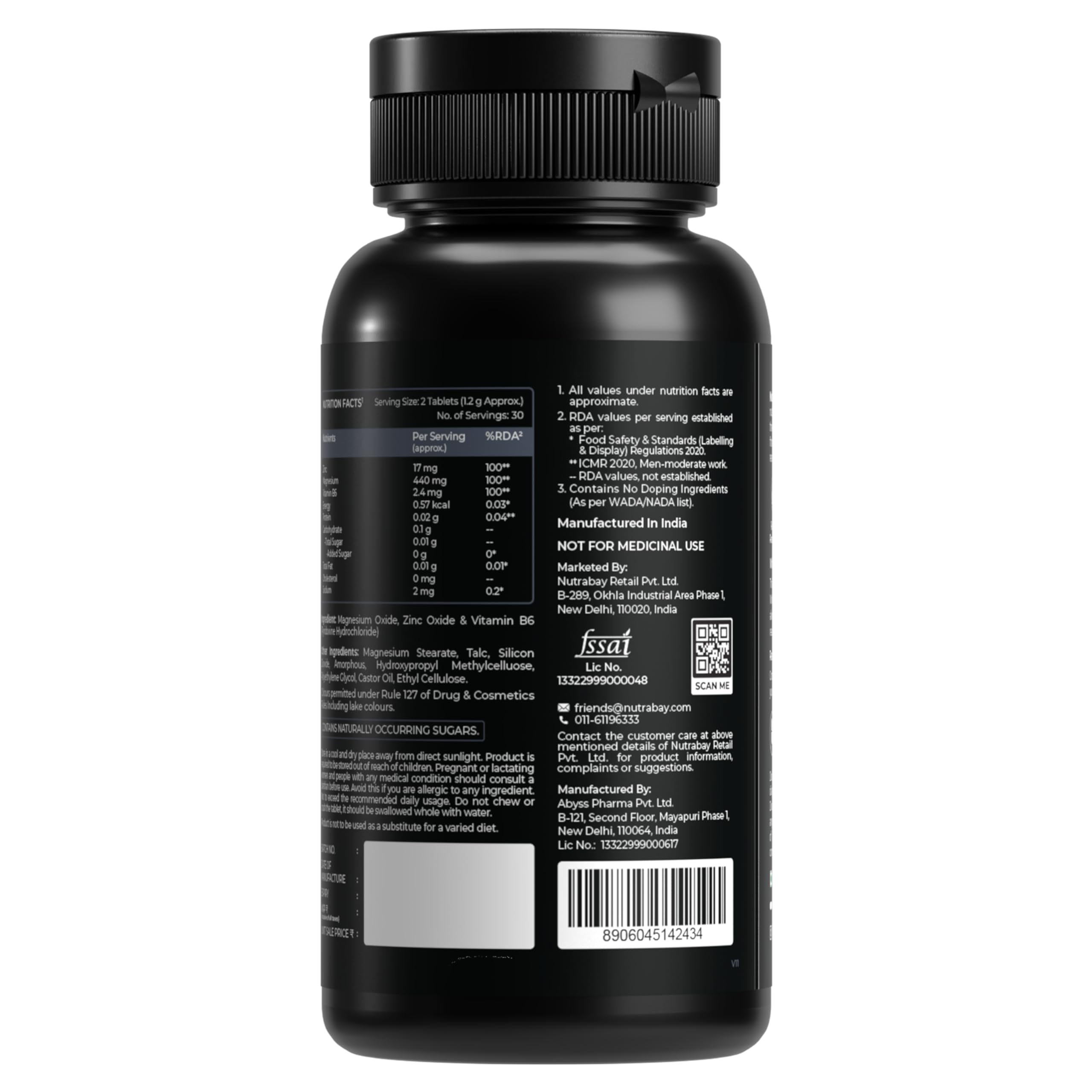 Nutrabay Zinc+ Magnesium B6 - 60 Tablets | Grocsy