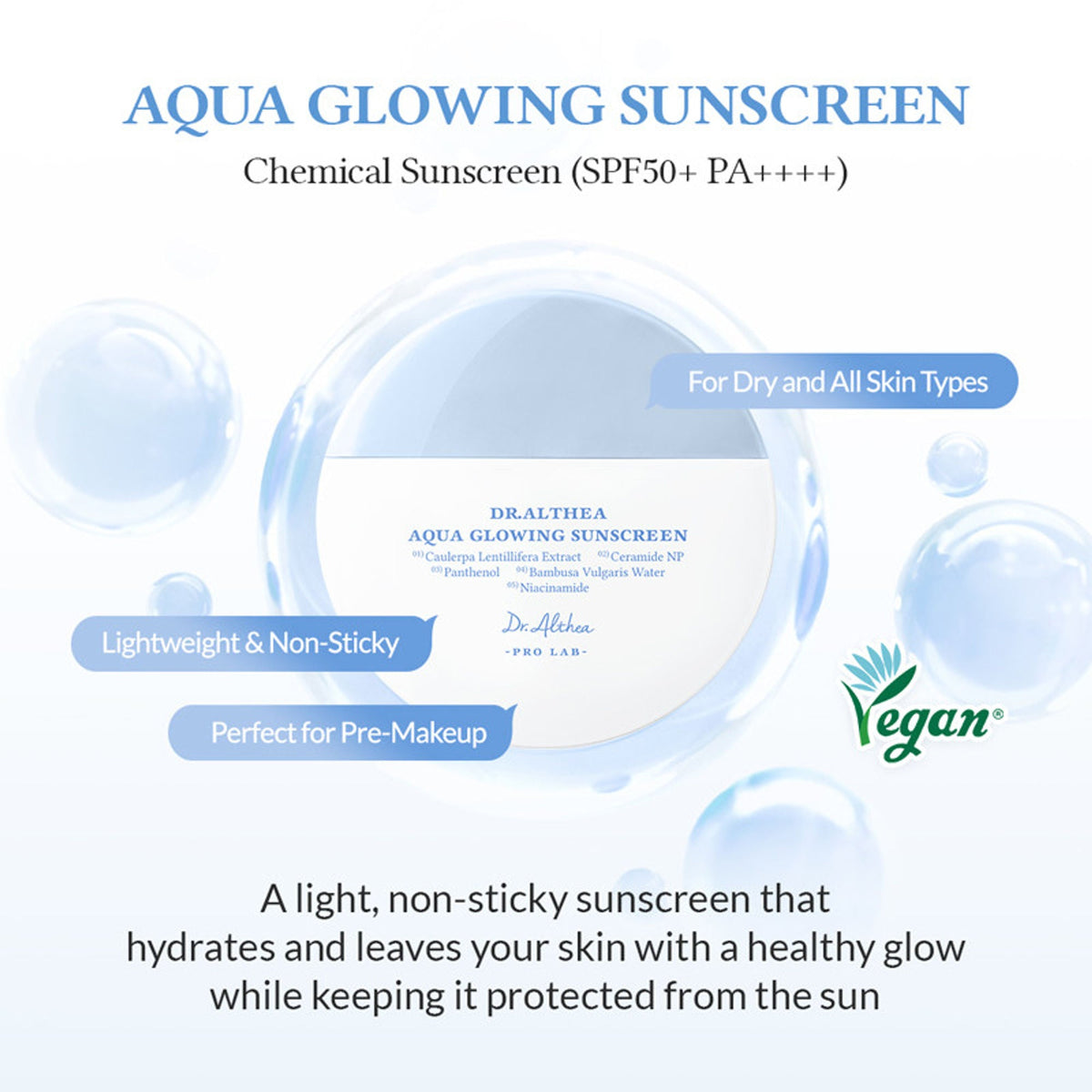 Dr.Althea Aqua Glowing Sunscreen: Hydrating & Luminous Sun Cream with SPF 50+ PA++++ | Grocsy