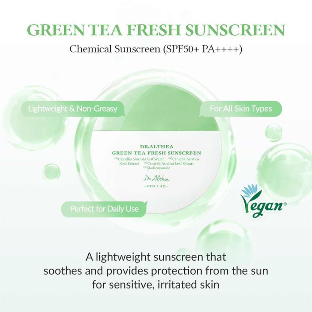 Dr.Althea Green Tea Fresh Sunscreen: Calming & Sebum Control SPF 50+ PA++++ Sun Cream | Grocsy