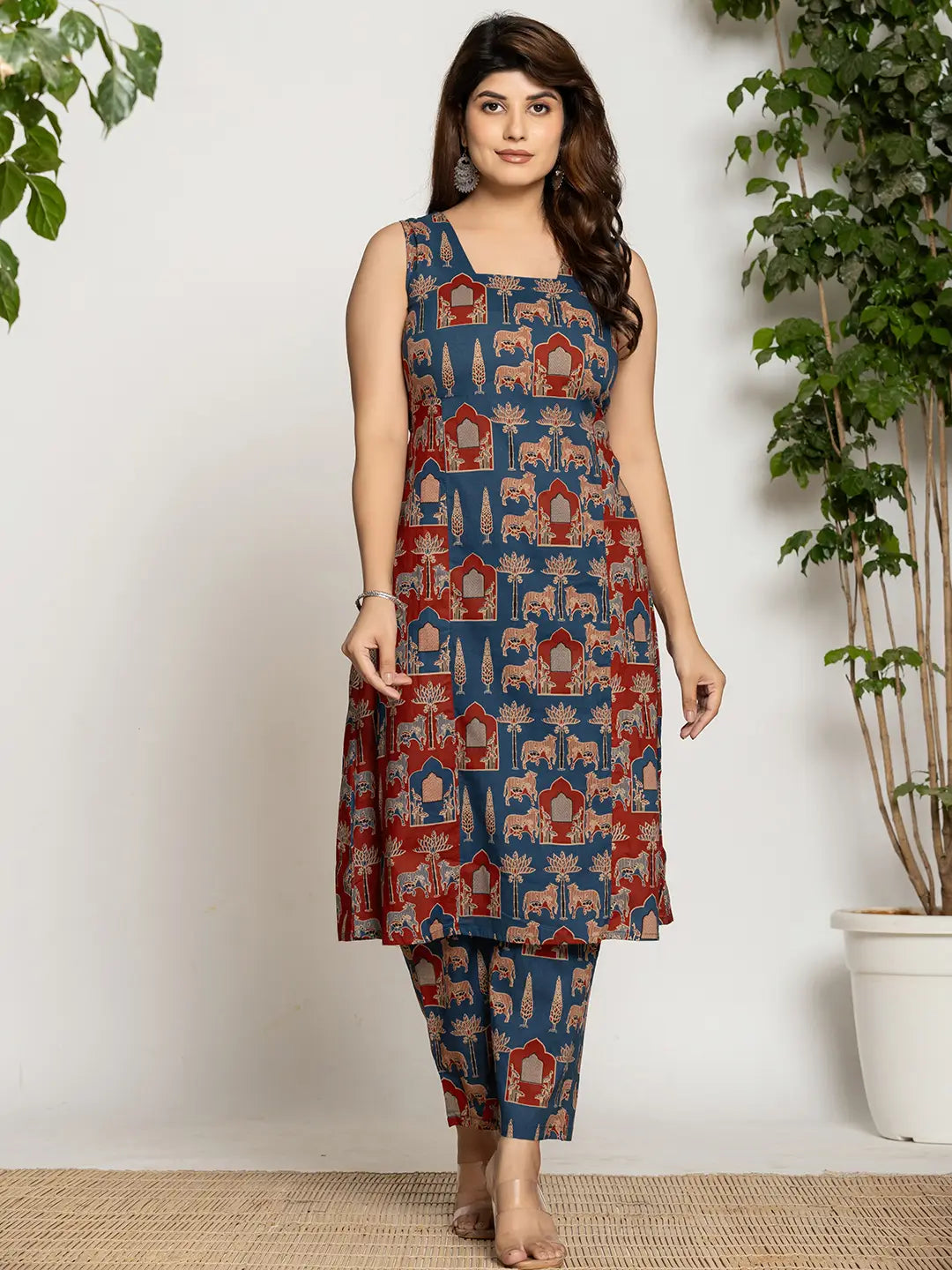 Yufta Cotton A-Line Sleeveless Co-Ord Set | Grocsy