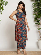 Yufta Cotton A-Line Sleeveless Co-Ord Set | Grocsy