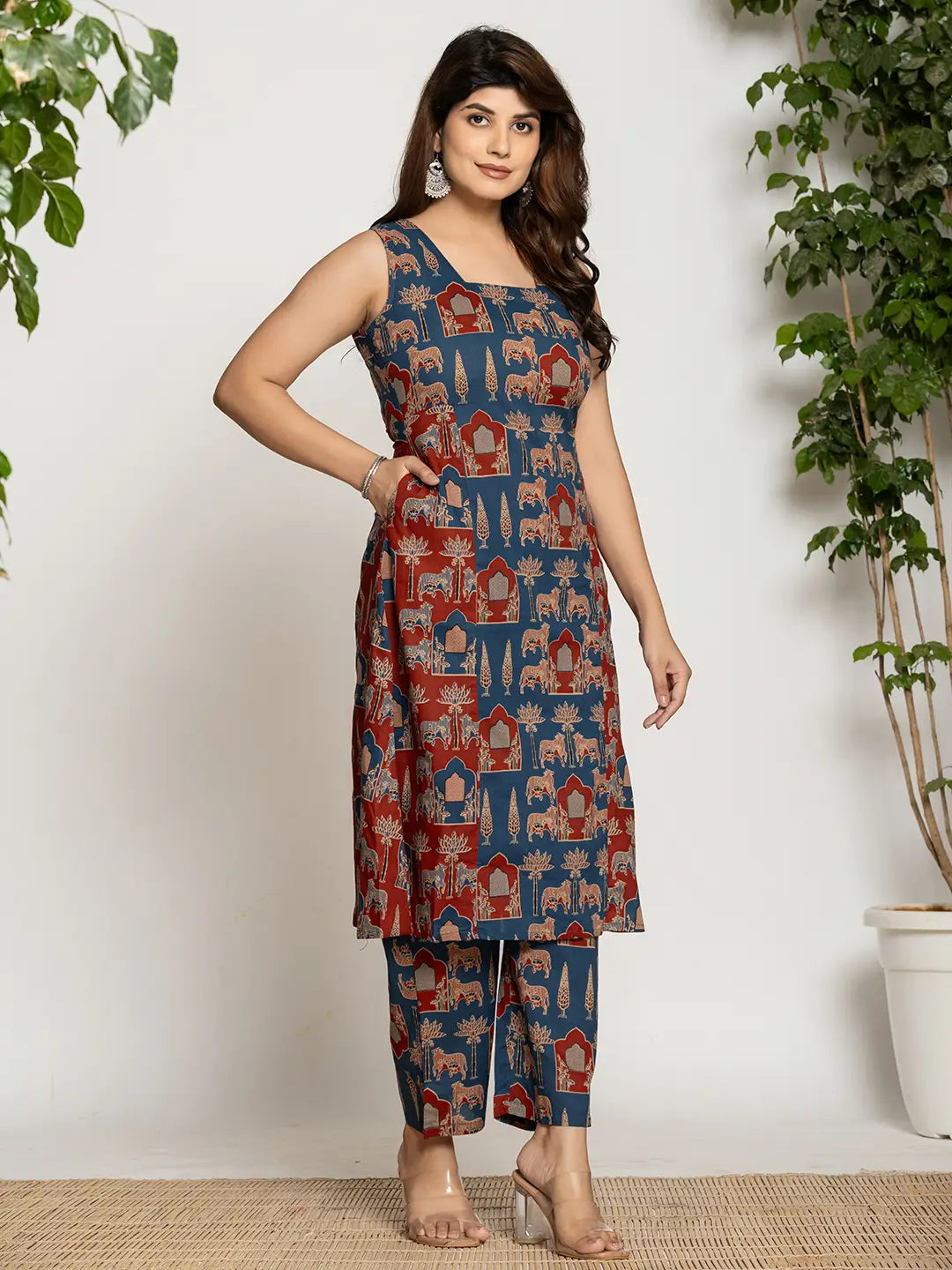 Yufta Cotton A-Line Sleeveless Co-Ord Set | Grocsy