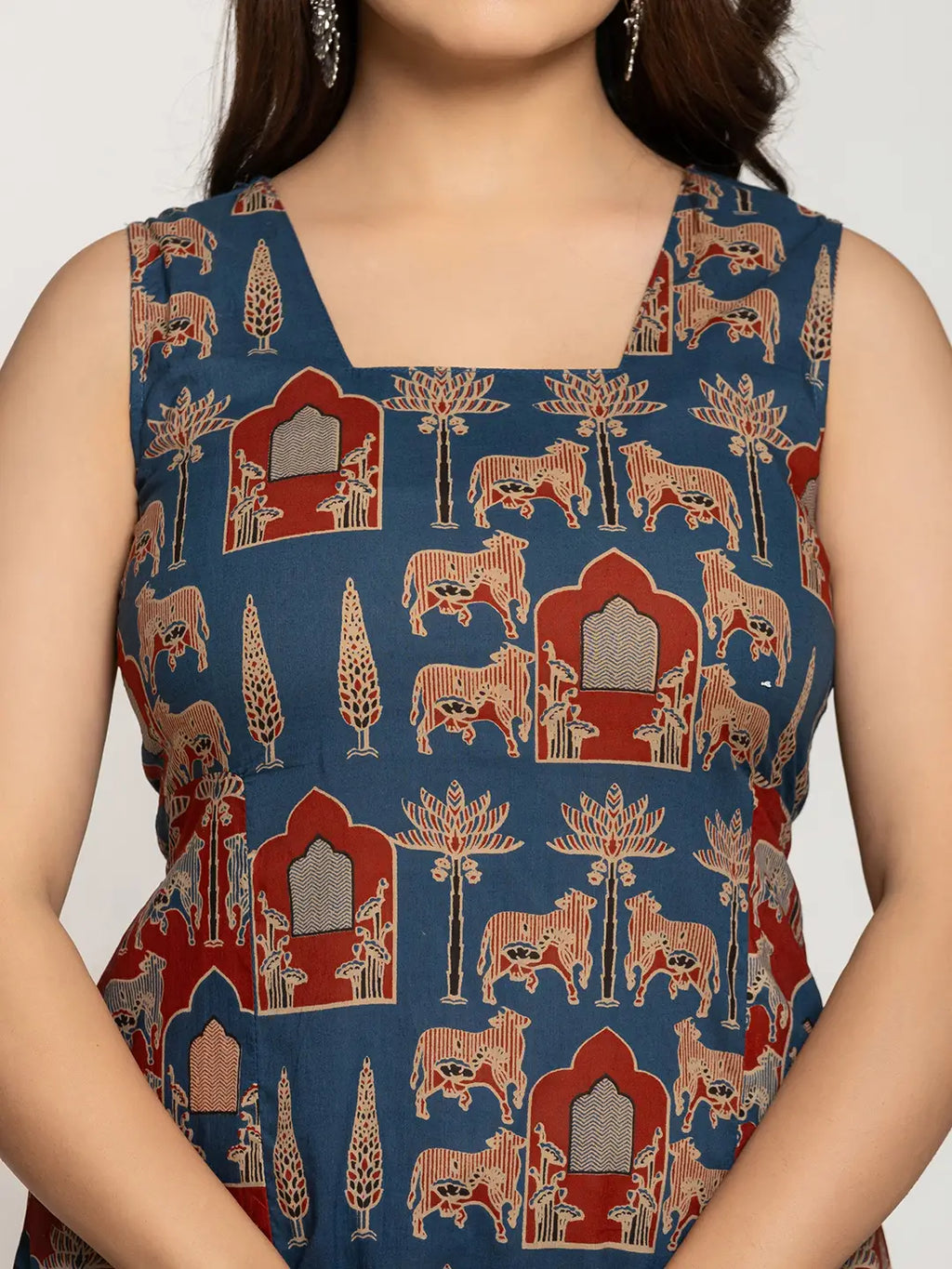 Yufta Cotton A-Line Sleeveless Co-Ord Set | Grocsy