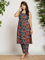 Yufta Cotton A-Line Sleeveless Co-Ord Set | Grocsy