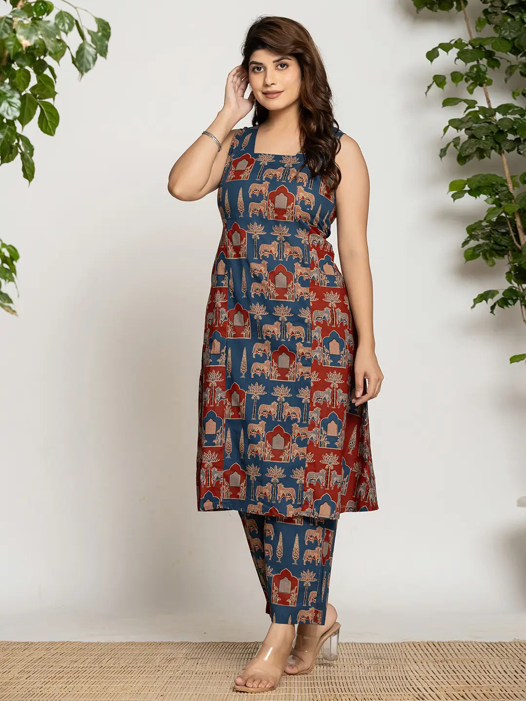 Yufta Cotton A-Line Sleeveless Co-Ord Set | Grocsy