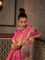 Saree Mall Ethnic Motifs Zari Woven Design Silk Blend Kanjeevaram Saree | Grocsy