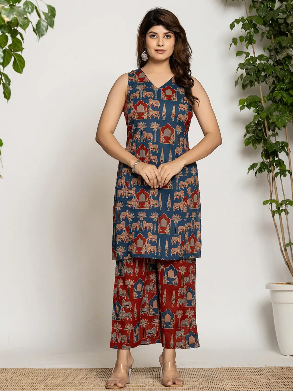 Yufta Cotton Sleeveless Co-Ord Set | Grocsy