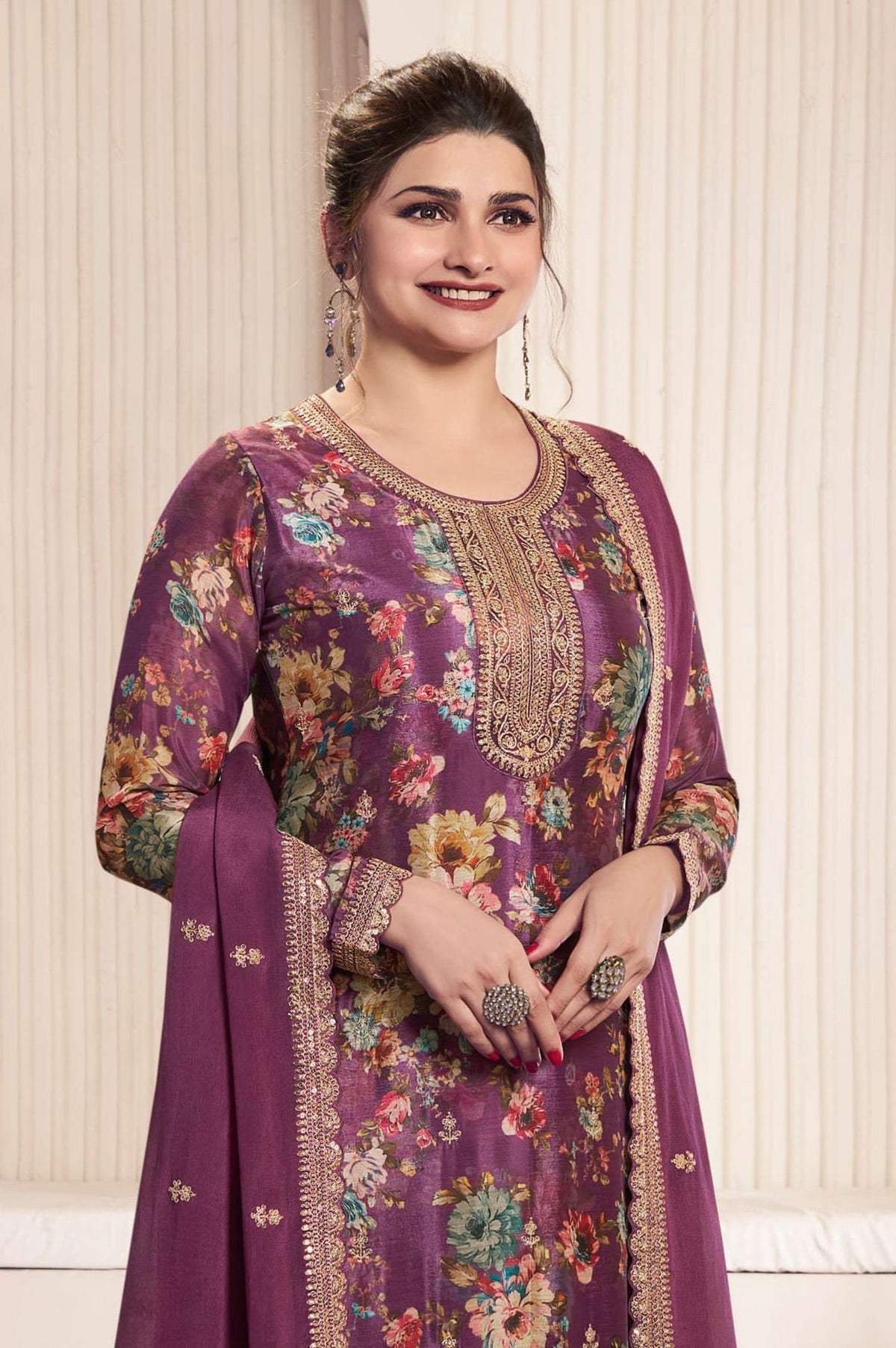 Anaita Purple Chinon Digital Print Sequence Embroidered Salwar Suit | Grocsy