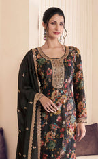 Anaita Black Chinon Digital Print Sequence Embroidered Salwar Suit | Grocsy