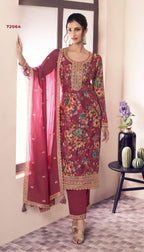 Anaita Pink Chinon Digital Print Sequence Embroidered Salwar Suit | Grocsy