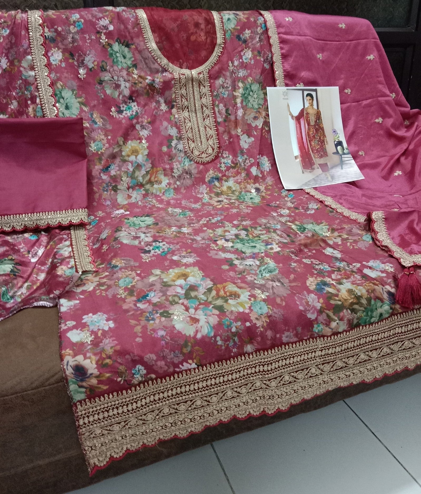 Anaita Pink Chinon Digital Print Sequence Embroidered Salwar Suit | Grocsy
