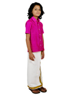 Sethukrishna Boys Pink Shirt With Dhoti | Grocsy