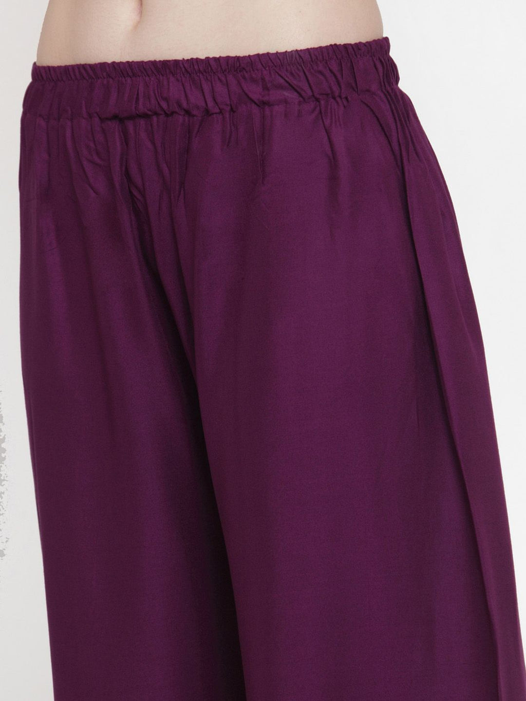 TAG 7 Women Purple Solid Wide Leg Palazzos | Grocsy