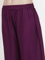 TAG 7 Women Purple Solid Wide Leg Palazzos | Grocsy