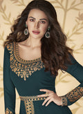 Vegaa Fashion Teal Blue Georgette Embroidered Anarkali Suit | Grocsy
