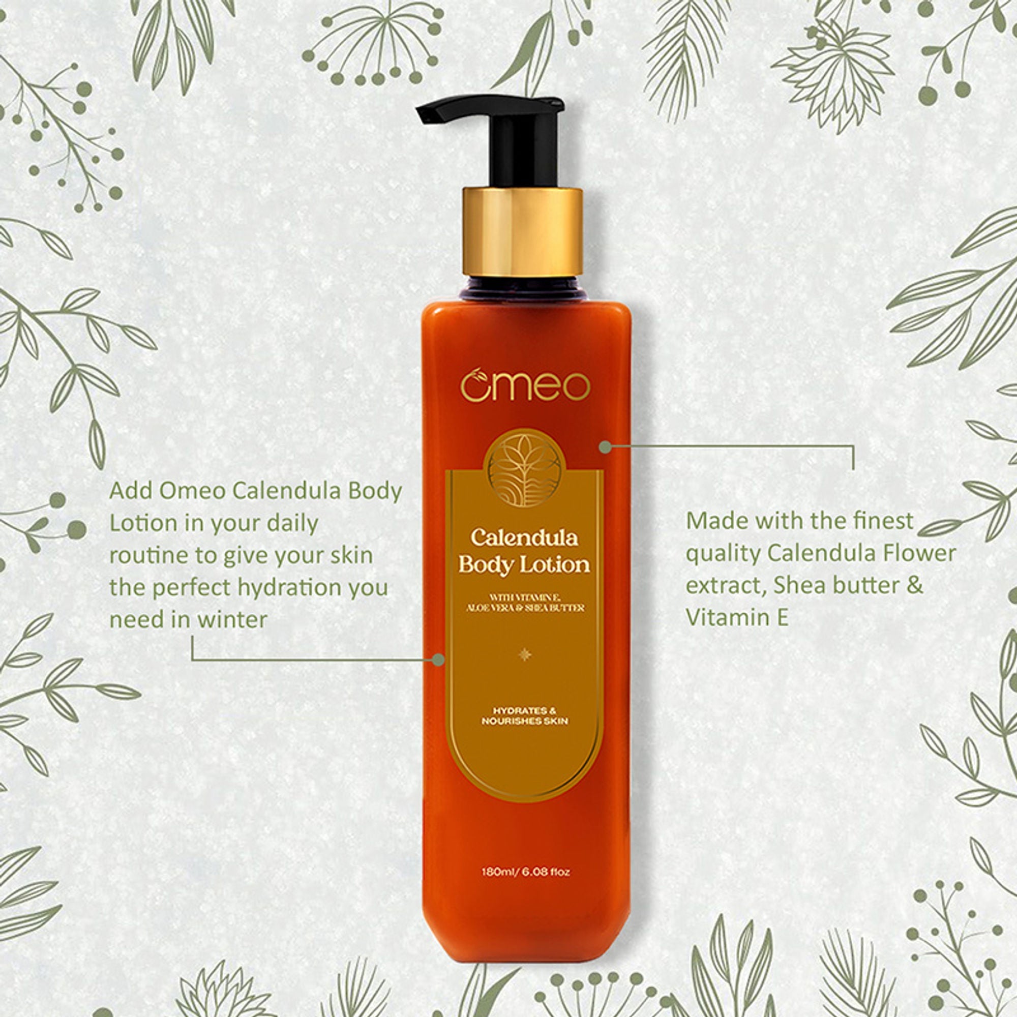 Omeo Calendula Body Lotion with Vitamin E, Aloe Vera & Shea Butter | Grocsy