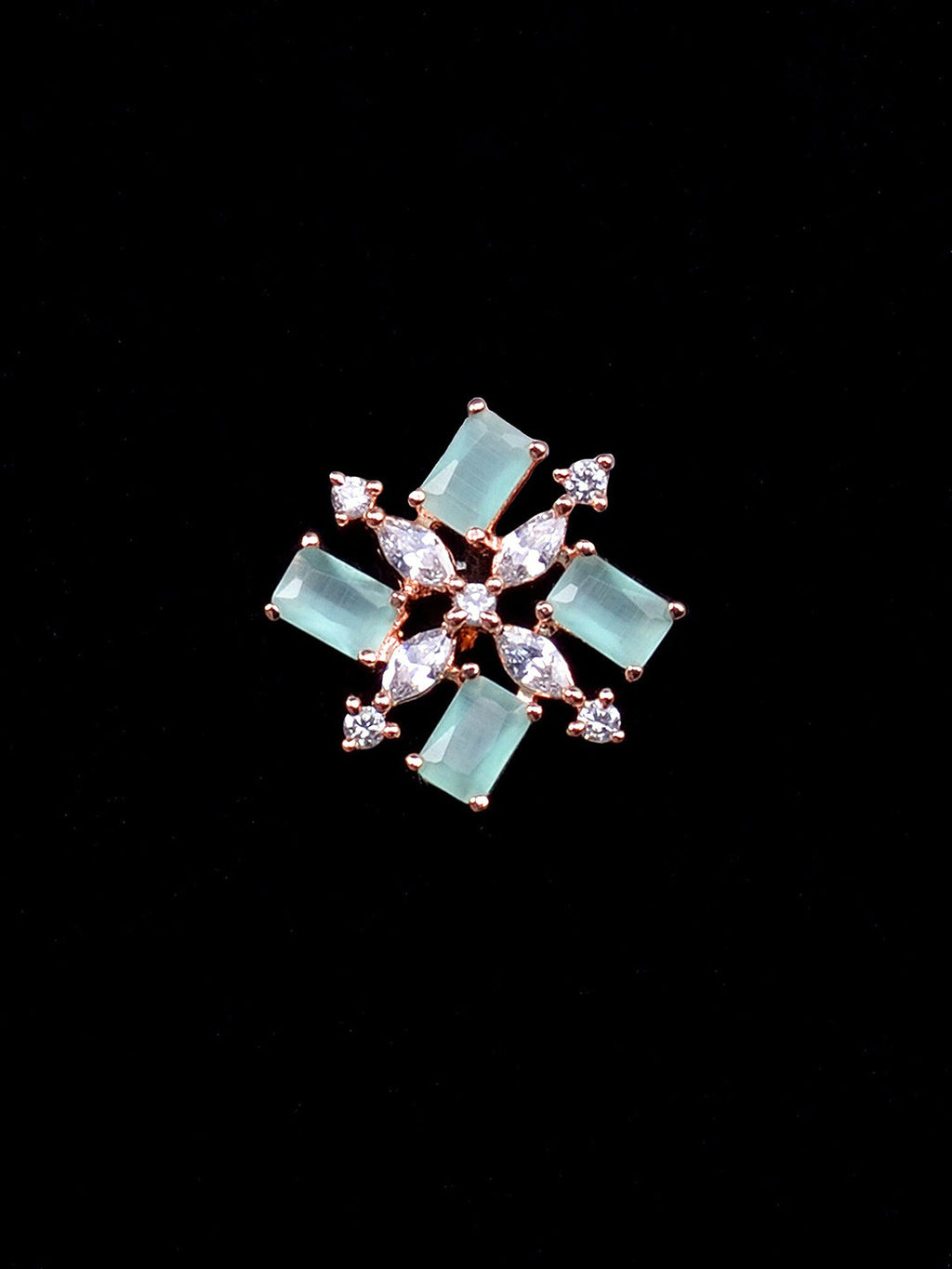 Saraf RS Jewellery Sea Green & Rose Gold-Polished American Diamond Studded Jewellery Set | Grocsy