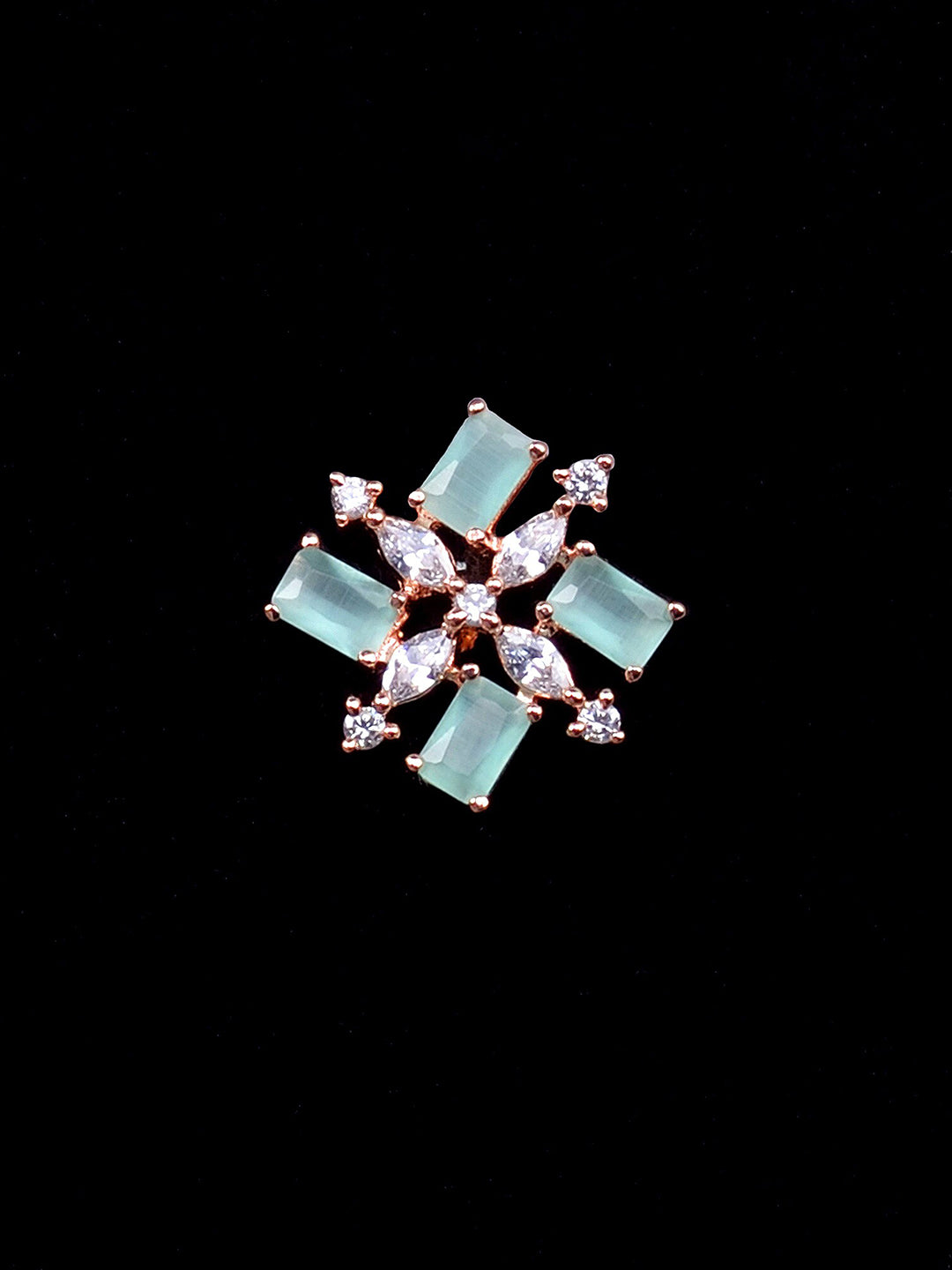 Saraf RS Jewellery Sea Green & Rose Gold-Polished American Diamond Studded Jewellery Set | Grocsy