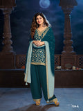 Anaita Teal Silk Farshi Salwar Suit With Codding Dori & Sequence Work | Grocsy