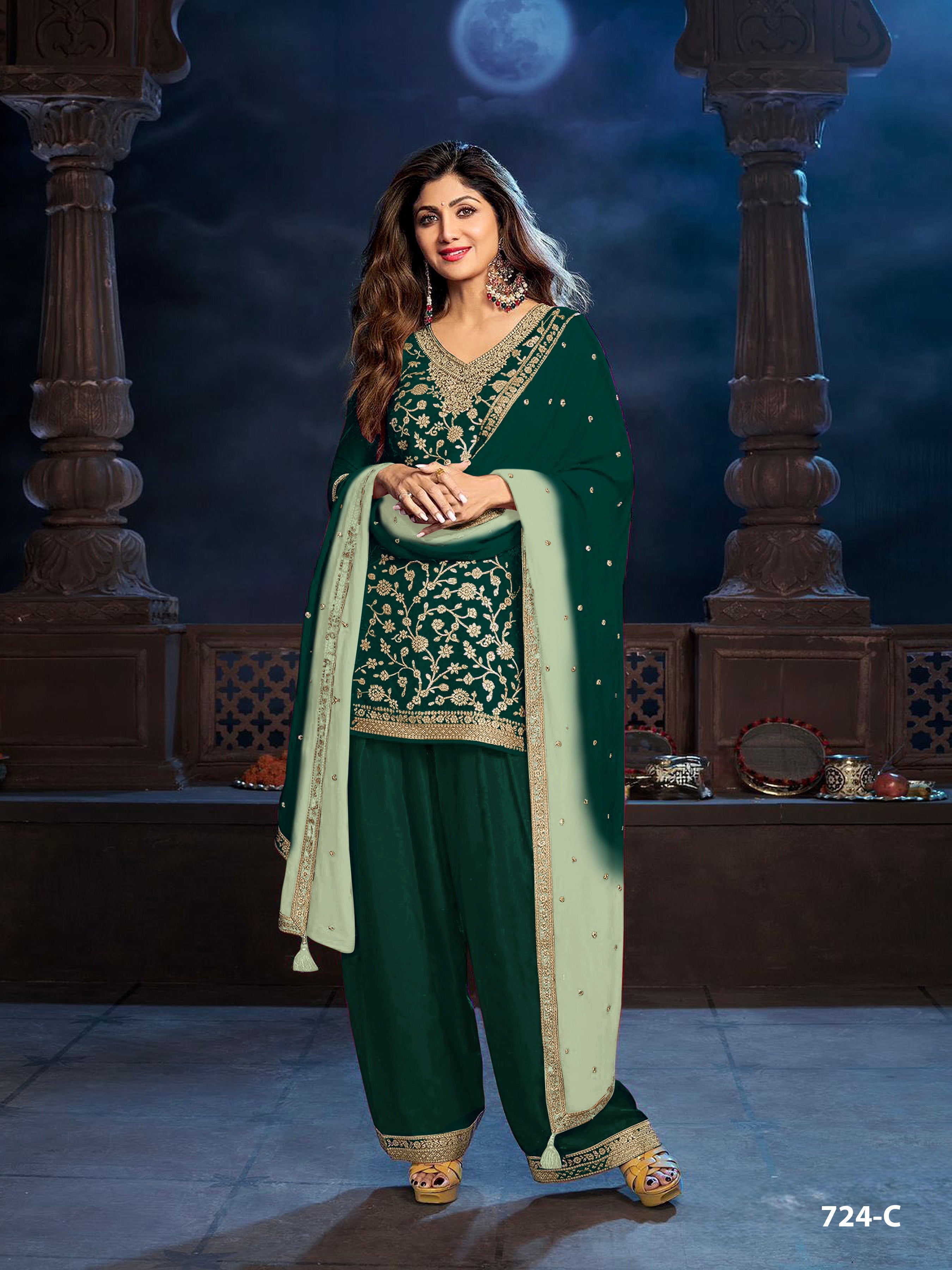 Anaita Green Silk Farshi Salwar Suit With Codding Dori & Sequence Work | Grocsy