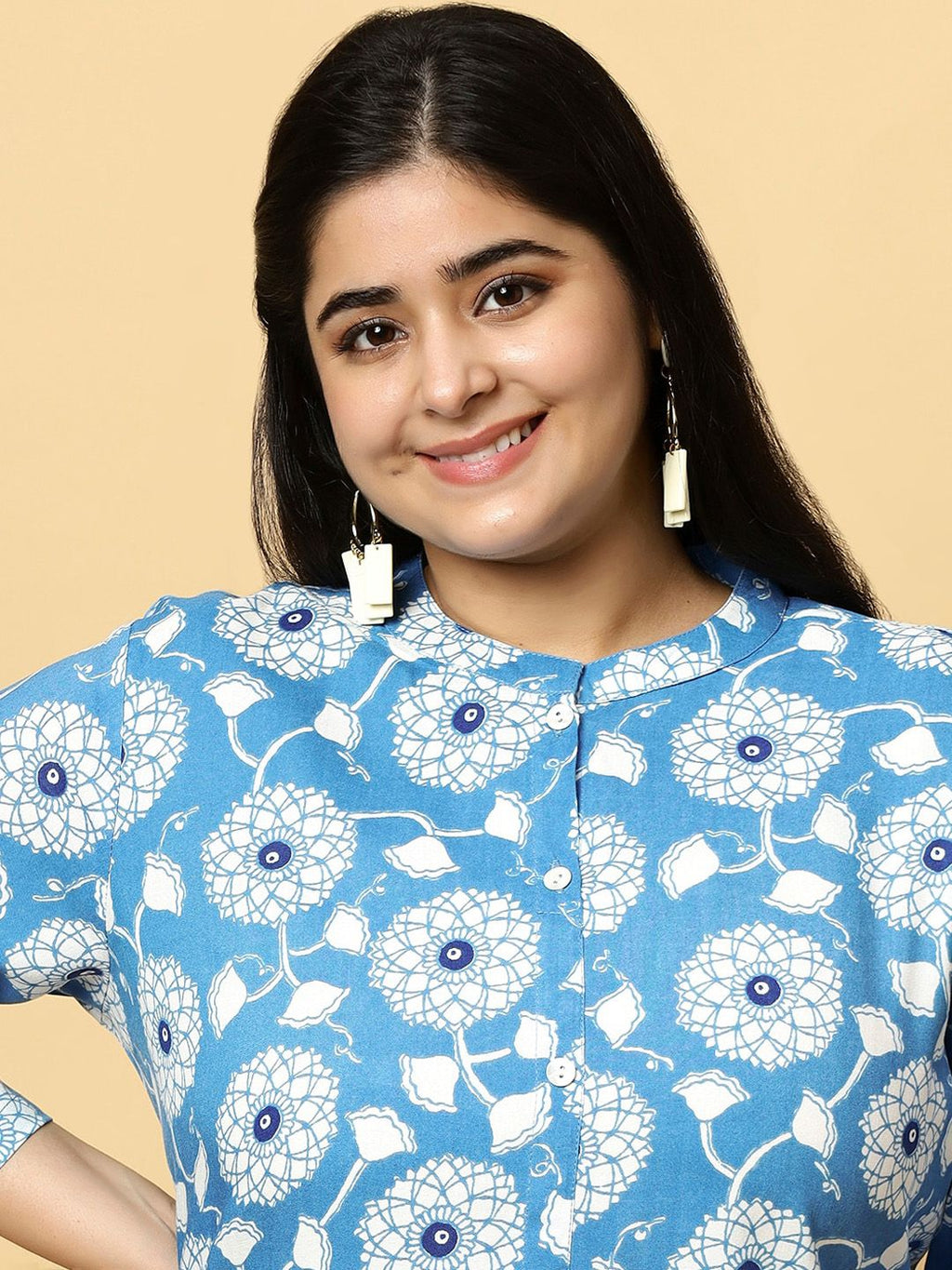 Sztori Plus Size Ethnic Motifs Printed Pure Cotton Kurta & Trouser | Grocsy
