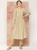 HERE&NOW Ethnic Motifs Printed Kurta with Trousers | Grocsy