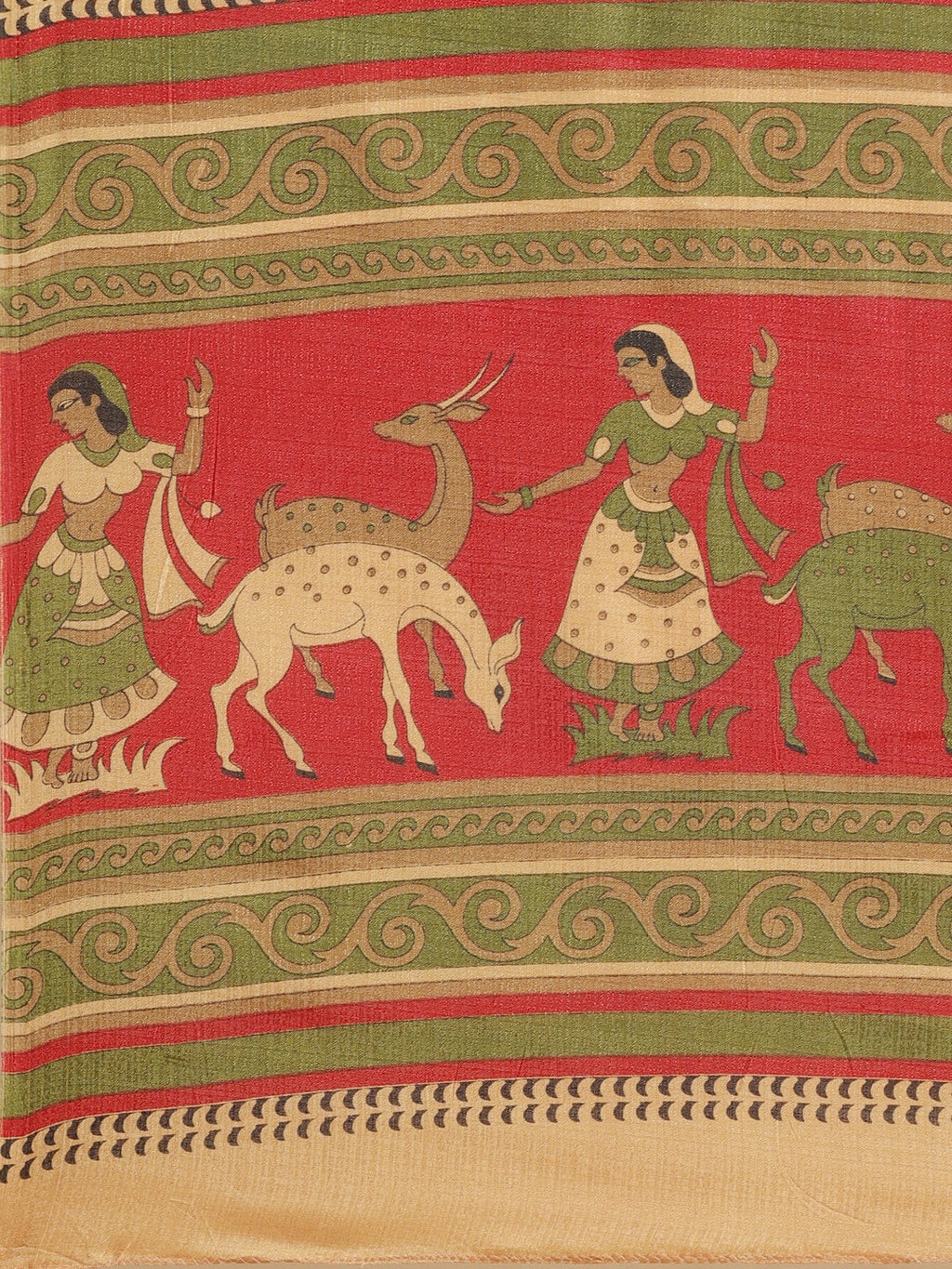 Saree Mall Golden & Maroon Printed Bhagalpuri Saree | Grocsy