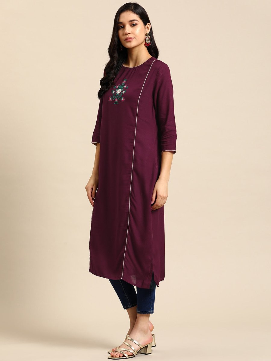 All About You Women Floral Embroidered Kurta | Grocsy