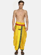 Sethukrishna Men Yellow Solid Readymade Dhoti Pants | Grocsy