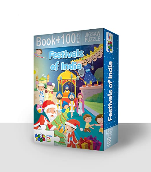 Advit Toys Festivals of India Jigsaw Puzzle for Kids 3-4 Years with Fun Encouraged Kids to Play Games - (100 Pieces + 32 Page Book) | Grocsy