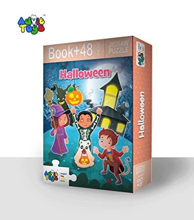 Advit Toys - Halloween Jigsaw Puzzle | Halloween Learning Puzzle Gift for Kids (48 Pieces + Educational Fun Fact Book) | Grocsy