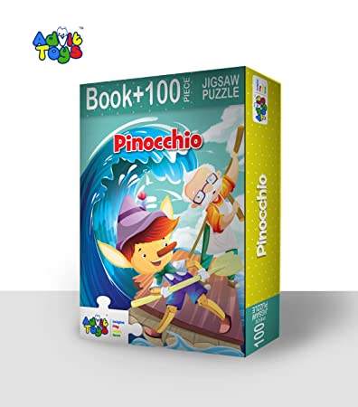Advit Toys Pinocchio - Jigsaw Puzzle | Educational Story Puzzle for Kids (100 Pieces + Educational Fun Fact Book Inside) | Grocsy
