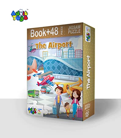 Advit Toys - The Airport Jigsaw Puzzle | Educational Airport Puzzle for Kids Learning & Fun (48 Pieces + Educational Fun Fact Book Inside) | Grocsy