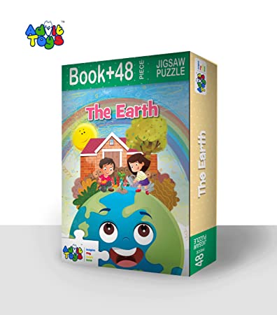Advit Toys - The Earth Jigsaw Puzzle | Educational Earth Puzzle for Kids & Toddlers 4+ Years (48 Pieces + Educational Fun Fact Book Inside) | Grocsy