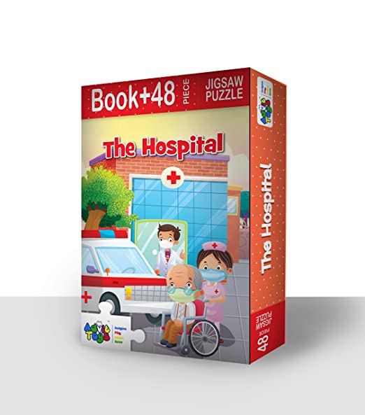 Advit Toys The Hospital Jigsaw Puzzle for Kids 4 -5 Years Brain Boost to Solve The Puzzle | Educational Hospital Puzzle Gift for Kids (48 Pieces + 24 Page Book) | Grocsy