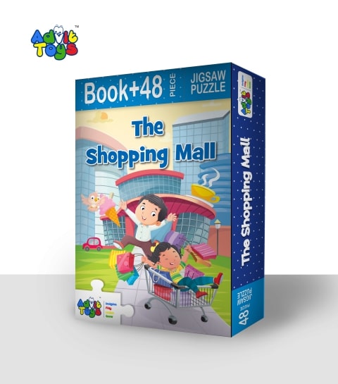 Advit Toys - The Shopping Mall Jigsaw Puzzle | Educational Shopping Mall Puzzle for Kids Age 5+ Years (48 Pieces + Educational Fun Fact Book Inside) | Grocsy
