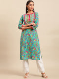 Sangria Women Floral Printed Gotta Patti Floral Kurta | Grocsy