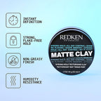 Redken Matte Clay Strong Hold For Texturizing Hair That Lasts All Day - For Men & Women | Grocsy