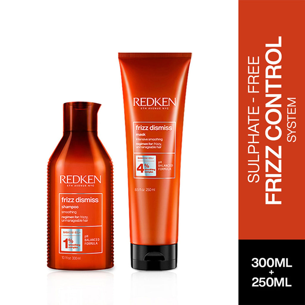 Redken Frizz Dismiss Sulphate Free Shampoo & Hair Mask Combo With Smoothening Complex | Grocsy