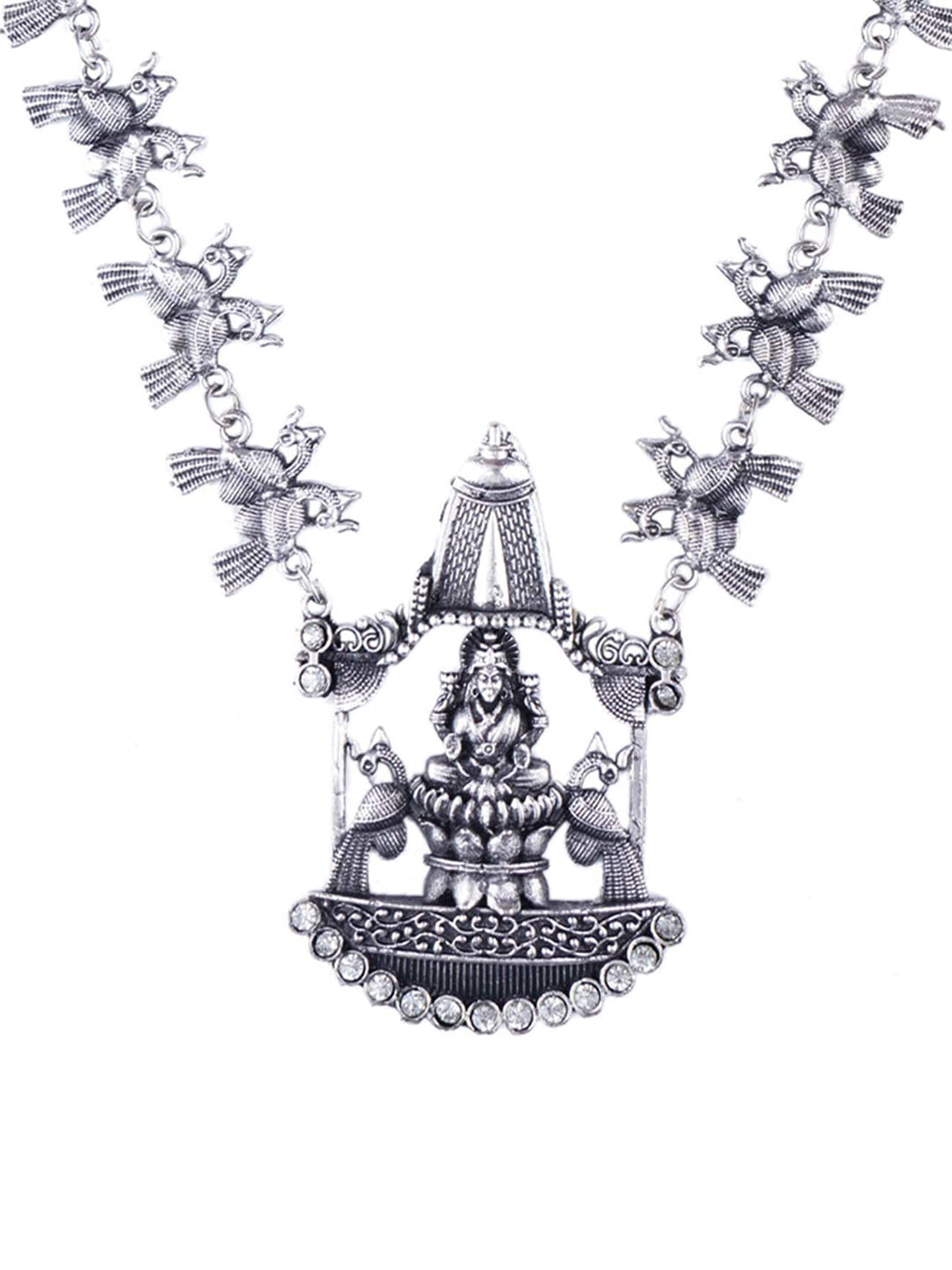 Cardinal Silver-Toned Oxidised Long Jewellery Set Jewellery Set | Grocsy