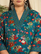 Yufta Navy Blue Pure Cotton Sequins_Work Kurta Dupatta Pant Set With Handwork | Grocsy