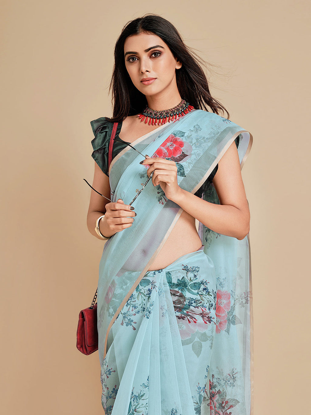Sangria Women Blue Sarees | Grocsy