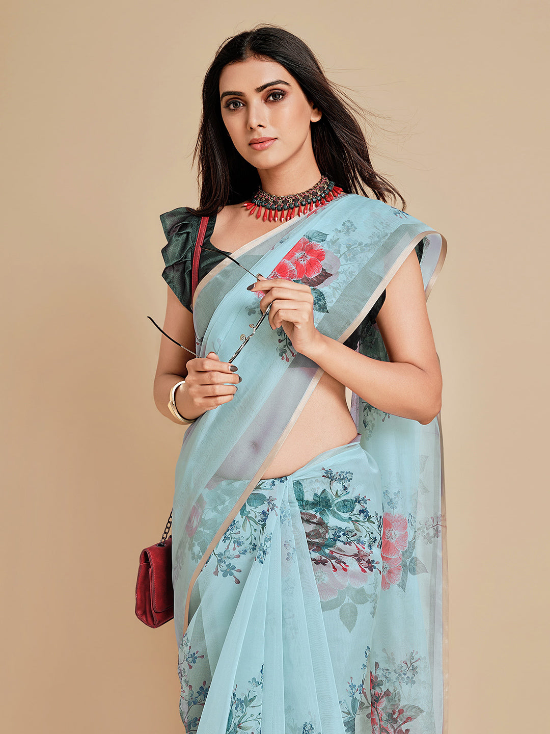 Sangria Women Blue Sarees | Grocsy