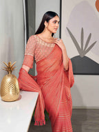 Tikhi Imli Striped Chiffon Ready to Wear Saree | Grocsy