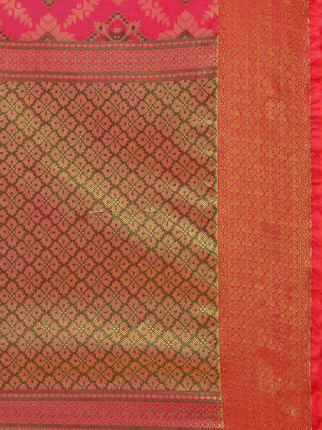 Saree Mall Pink Silk Blend Printed Kanjeevaram Saree | Grocsy