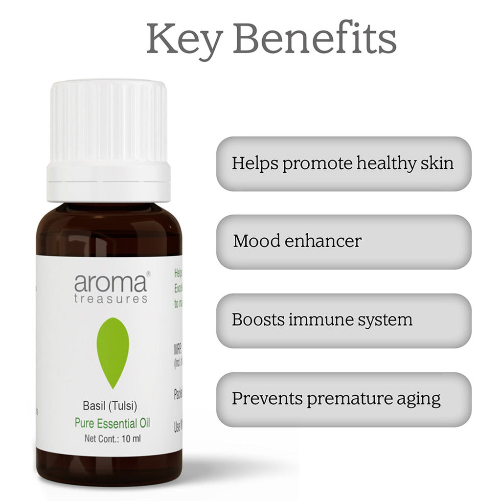 Aroma Treasures Basil (Tulsi) Pure Essential Oil | Grocsy