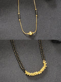 NVR Women's Set of 2 Black Gold-Polished & Beaded Mangalsutra | Grocsy