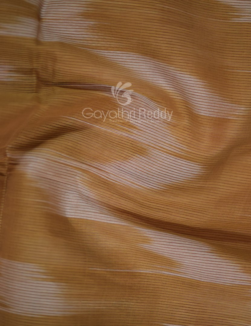 Dual Shades of Light Beige And Dark Rust Mangalagiri Ikkat Cotton Saree By Gayathri Reddy Designer Studio | Grocsy