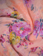 Shades of Light Peach With Floral Print Semi Chanderi Saree By Gayathri Reddy Designer Studio | Grocsy