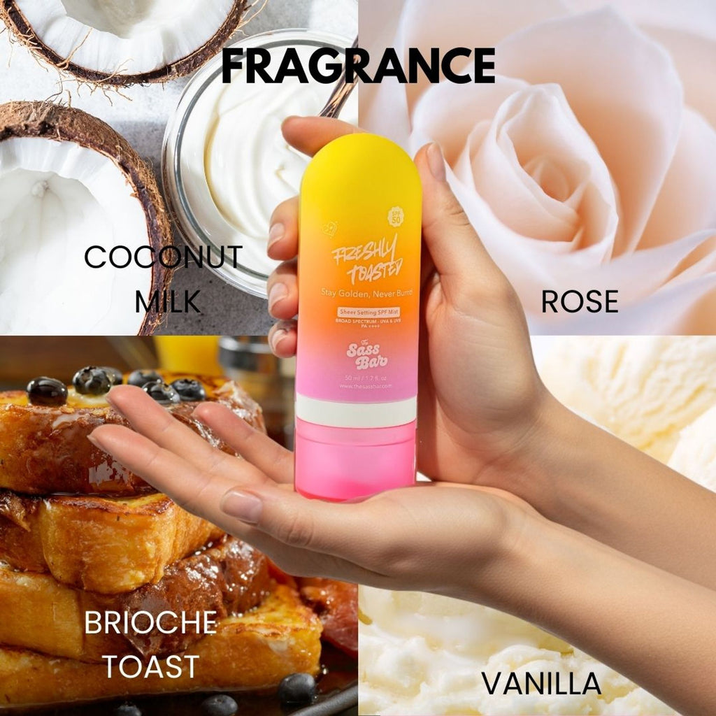 The Sass Bar Freshly Toasted Sheer Setting SPF Face & Body Mist | Grocsy